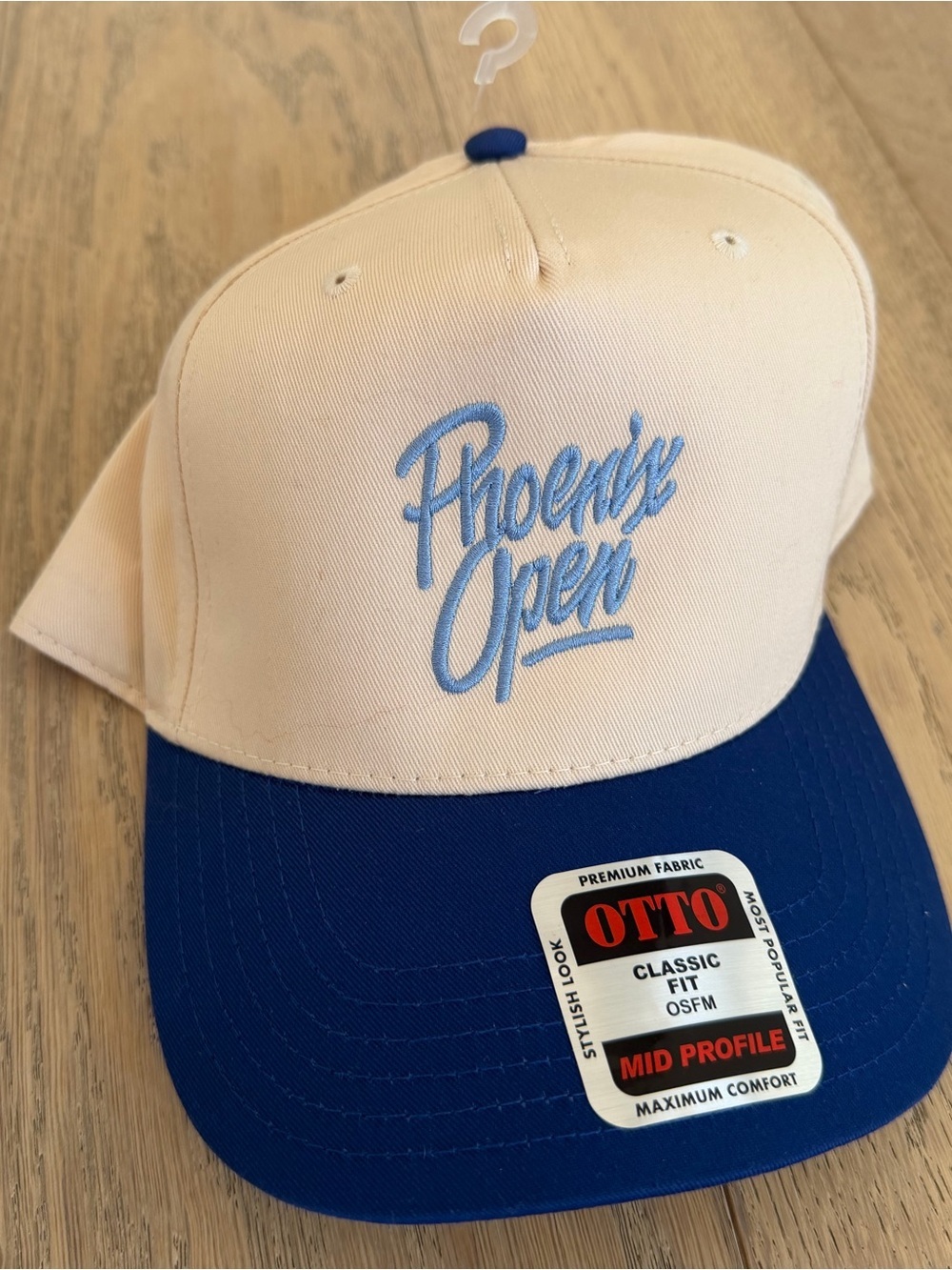 New Otto Phoenix Open Golf Hat Snapback Cap Cream Blue Adjustable OSFM